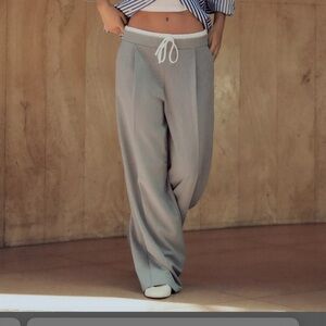 Zara Beige Track Pants with Elastic Waist and Tapered Leg